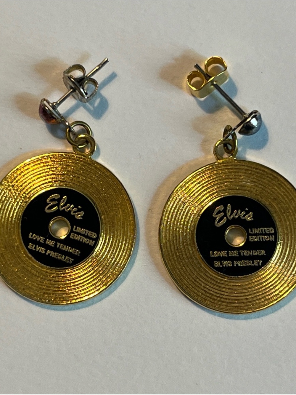 Gold ELVIS Record Drop Earrings - Limited Edition EPE Taiwan Love Me Tender